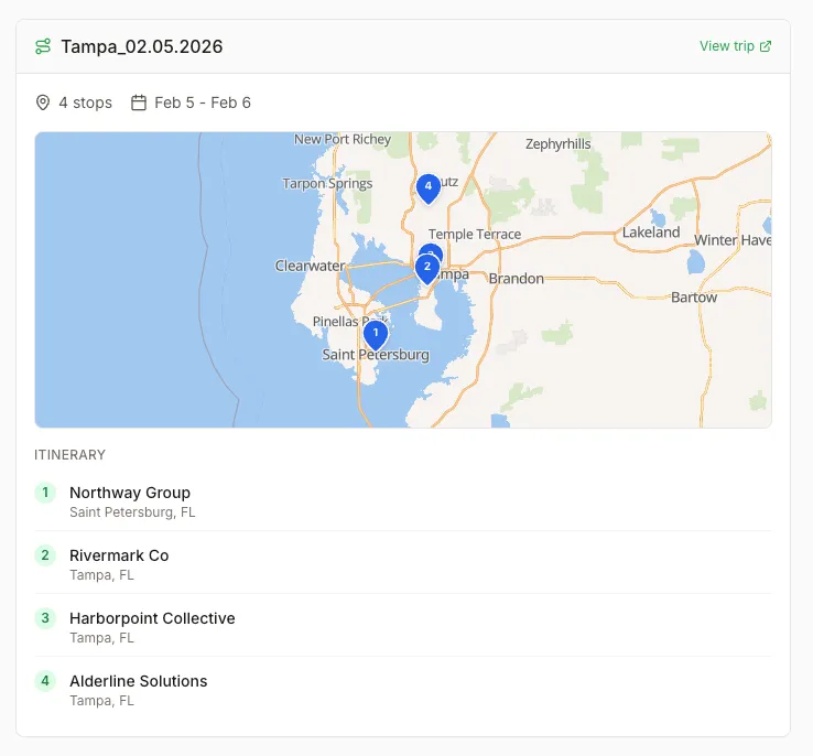 Account Map App - Trip Details