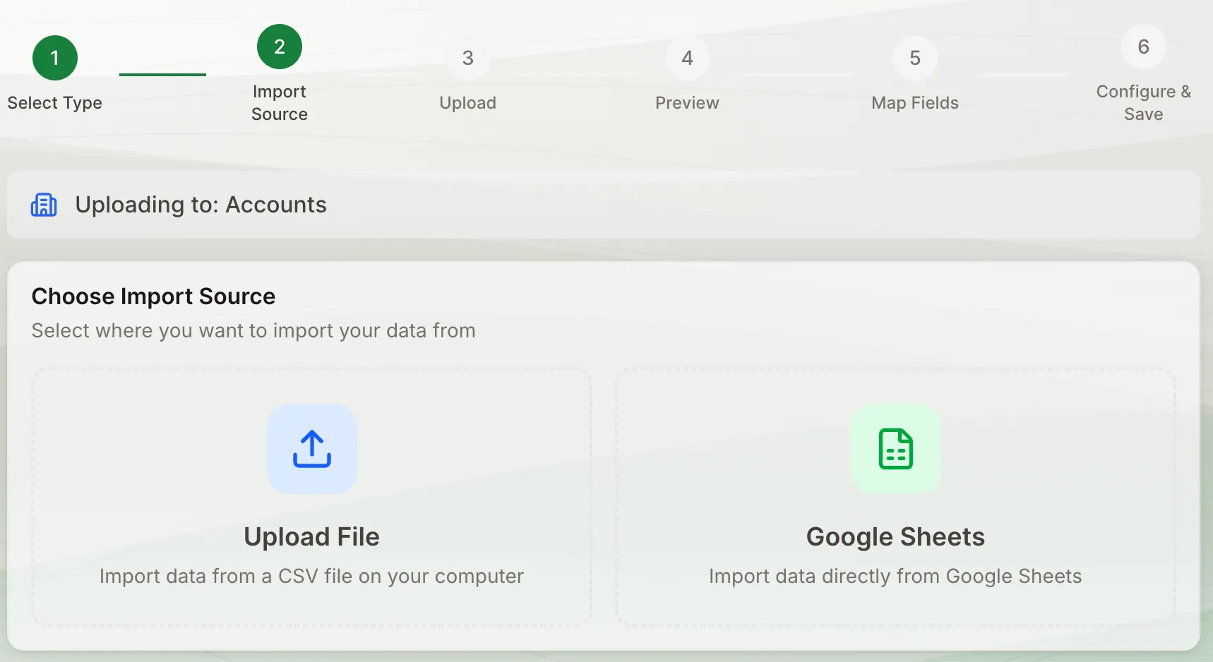 Account Map App - Upload Data View